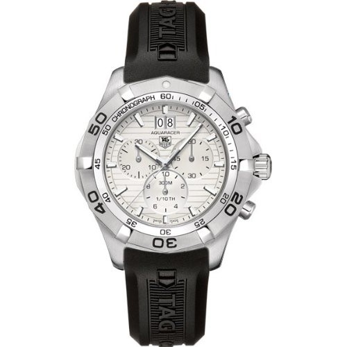 Tag Heuer Aquaracer Grande Date Guilloche Silver Dial Men's Watch CAF101F-FT8011